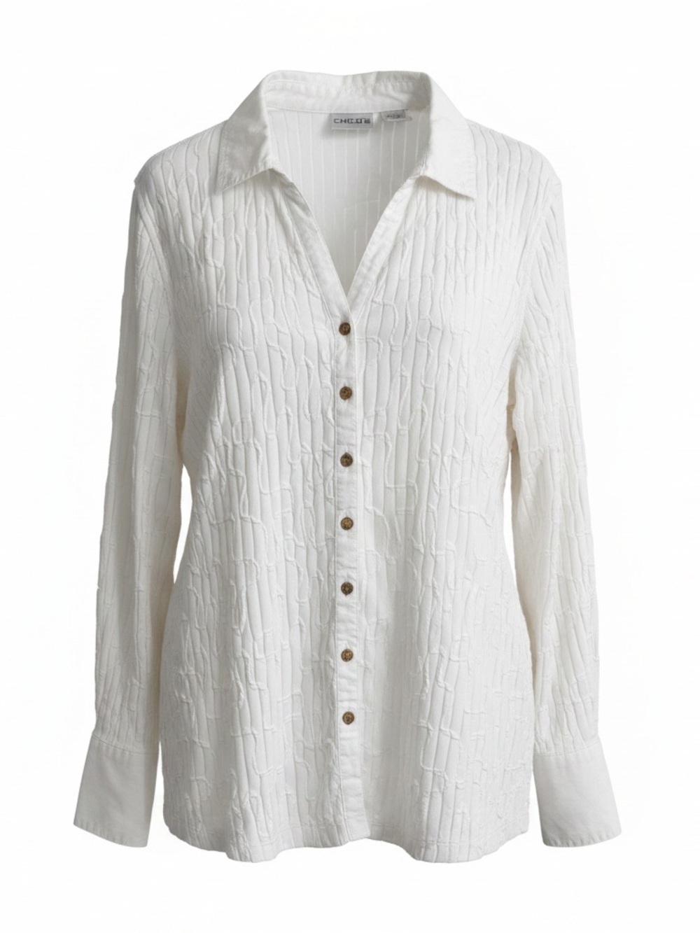 Classic Cream Textured Button-Down Shirt